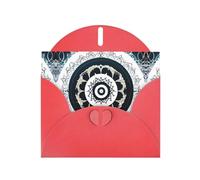 Red JKIEGOQ Black and White Round Totem Prints Greeting Card 4 x 6 in for Christmas, Valentine's Day, Wedding, Party Invitation Cards