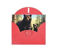 Red JKIEGOQ Black Bear Family Prints Greeting Card 4 x 6 in for Christmas, Valentine's Day, Wedding, Party Invitation Cards