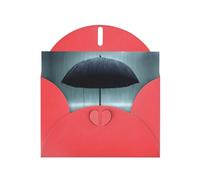 Red JKIEGOQ Black umbrella in the rain Prints Greeting Card 4 x 6 in for Christmas, Valentine's Day, Wedding, Party Invitation Cards
