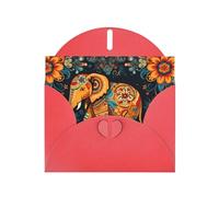 Red JKIEGOQ Bohemian Elephant Pattern Prints Greeting Card 4 x 6 in for Christmas, Valentine's Day, Wedding, Party Invitation Cards