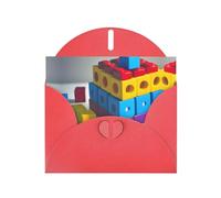 Red JKIEGOQ Colorful Building Blocks Prints Greeting Card 4 x 6 in for Christmas, Valentine's Day, Wedding, Party Invitation Cards
