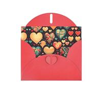 Red JKIEGOQ Colorful hearts Prints Greeting Card 4 x 6 in for Christmas, Valentine's Day, Wedding, Party Invitation Cards