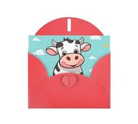 Red JKIEGOQ Cute Cartoon Cow Prints Greeting Card 4 x 6 in for Christmas, Valentine's Day, Wedding, Party Invitation Cards