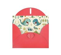 Red JKIEGOQ Cute little baby dinosaur Prints Greeting Card 4 x 6 in for Christmas, Valentine's Day, Wedding, Party Invitation Cards
