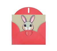 Red JKIEGOQ Cute little bunny Prints Greeting Card 4 x 6 in for Christmas, Valentine's Day, Wedding, Party Invitation Cards