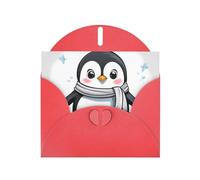 Red JKIEGOQ Cute Penguin Prints Greeting Card 4 x 6 in for Christmas, Valentine's Day, Wedding, Party Invitation Cards