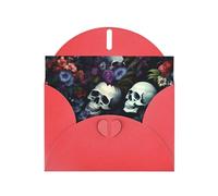 Red JKIEGOQ horrible dark skulls flowers pattern Prints Greeting Card 4 x 6 in for Christmas, Valentine's Day, Wedding, Party Invitation Cards