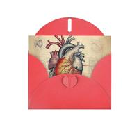 Red JKIEGOQ human anatomy heart chart Prints Greeting Card 4 x 6 in for Christmas, Valentine's Day, Wedding, Party Invitation Cards