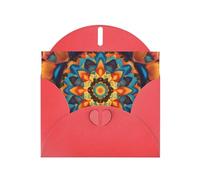 Red JKIEGOQ Kaleidoscope Mandala Prints Greeting Card 4 x 6 in for Christmas, Valentine's Day, Wedding, Party Invitation Cards