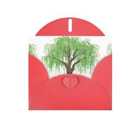 Red JKIEGOQ Lifelike willow tree Prints Greeting Card 4 x 6 in for Christmas, Valentine's Day, Wedding, Party Invitation Cards