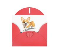 Red JKIEGOQ Little Corgi playing with a car Prints Greeting Card 4 x 6 in for Christmas, Valentine's Day, Wedding, Party Invitation Cards