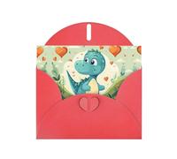 Red JKIEGOQ Little Dinosaur in Green Grass Prints Greeting Card 4 x 6 in for Christmas, Valentine's Day, Wedding, Party Invitation Cards