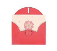 Red JKIEGOQ Little pink cherry blossoms Prints Greeting Card 4 x 6 in for Christmas, Valentine's Day, Wedding, Party Invitation Cards