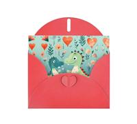 Red JKIEGOQ Lovely Little Dinosaur Baby Prints Greeting Card 4 x 6 in for Christmas, Valentine's Day, Wedding, Party Invitation Cards