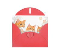 Red JKIEGOQ Orange Cats Prints Greeting Card 4 x 6 in for Christmas, Valentine's Day, Wedding, Party Invitation Cards