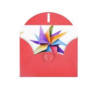 Red JKIEGOQ Origami windmill Prints Greeting Card 4 x 6 in for Christmas, Valentine's Day, Wedding, Party Invitation Cards