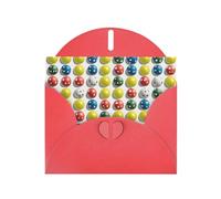 Red JKIEGOQ Pickleball Balls Colors Pattern Prints Greeting Card 4 x 6 in for Christmas, Valentine's Day, Wedding, Party Invitation Cards
