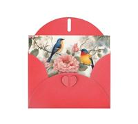 Red JKIEGOQ Romantic Fancy Floral Birds Butterfly Prints Greeting Card 4 x 6 in for Christmas, Valentine's Day, Wedding, Party Invitation Cards