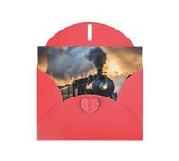 Red JKIEGOQ Steam Train Prints Greeting Card 4 x 6 in for Christmas, Valentine's Day, Wedding, Party Invitation Cards