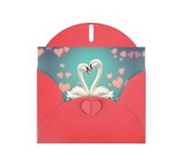 Red JKIEGOQ The swan in love Prints Greeting Card 4 x 6 in for Christmas, Valentine's Day, Wedding, Party Invitation Cards