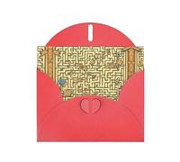 Red JKIEGOQ Treasure Maze Prints Greeting Card 4 x 6 in for Christmas, Valentine's Day, Wedding, Party Invitation Cards
