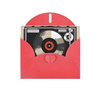 Red JKIEGOQ Vintage Vinyl Record Prints Greeting Card 4 x 6 in for Christmas, Valentine's Day, Wedding, Party Invitation Cards
