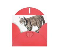 Red JKIEGOQ Wild bobcat Prints Greeting Card 4 x 6 in for Christmas, Valentine's Day, Wedding, Party Invitation Cards