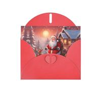 Red JKIEGOQ winter Santa Claus Prints Greeting Card 4 x 6 in for Christmas, Valentine's Day, Wedding, Party Invitation Cards