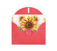 Red JKIEGOQ Yellow Sunflower in Oil Prints Greeting Card 4 x 6 in for Christmas, Valentine's Day, Wedding, Party Invitation Cards