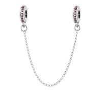 Red July Birthstone Spacer Safety Chain Charm fits Pandora Charms Bracelets Birthday Jewellery Gift for Women Daughter Family