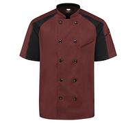 Red Kap Men's Airflow Raglan Chef Coat with Oilblok, Merlot Heather With Black Mesh, Small