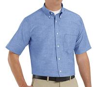 Red Kap Men's Executive Oxford Dress Shirt, Short Sleeve, Light Blue, X-Large Tall