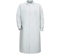 Red Kap Men's Gripper Front Spun Polyester Pocketless Butcher Coat with Knit Cuffs, White, XXXXXL