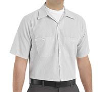 Red Kap Men's Industrial Stripe Work Shirt, Regular Fit, Short Sleeve