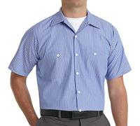 Red Kap Men's Industrial Stripe Work Shirt, Regular Fit, Short Sleeve