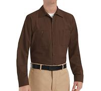 Red Kap Men's Industrial Work Shirt, Regular Fit, Long Sleeve Utility Button, Chocolate Brown, XXL