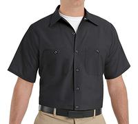 Red Kap Men's Industrial Work Shirt, Regular Fit, Short Sleeve Utility Button, Black, XL