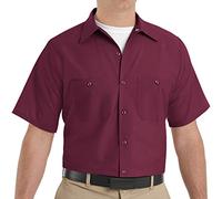 Red Kap Men's Industrial Work Shirt, Regular Fit, Short Sleeve Utility Button, Burgundy, Medium