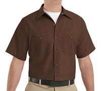 Red Kap Men's Industrial Work Shirt, Regular Fit, Short Sleeve Utility Button, Chocolate Brown, 3XL Big