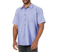Red Kap Men's Industrial Work Shirt, Regular Fit, Short Sleeve Utility Button, Light Blue, XXXL Tall