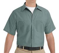 Red Kap Men's Industrial Work Shirt, Regular Fit, Short Sleeve Utility Button, Light Green, XXXXXL Big