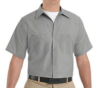Red Kap Men's Industrial Work Shirt, Regular Fit, Short Sleeve Utility Button, Light Grey, Large