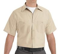 Red Kap Men's Industrial Work Shirt, Regular Fit, Short Sleeve Utility Button, Light Tan, S