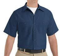 Red Kap Men's Industrial Work Shirt, Regular Fit, Short Sleeve Utility Button, Navy, XL