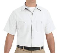 Red Kap Men's Industrial Work Shirt, Regular Fit, Short Sleeve Utility Button, White, XL