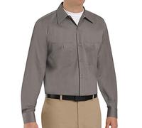 Red Kap Men's Long Sleeve Wrinkle-Resistant Cotton Work Shirt, Graphite Grey, Large