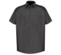 Red Kap Men's Motorsports Shirt, Short Sleeve, Charcoal/Black, Medium