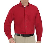 Red Kap Men's Poplin Dress Shirt, Red, Large Tall
