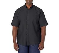 Red Kap Men's Poplin Dress Shirt, Stain and Wrinkle Resistant, Short Sleeve, Black, 3X-Large