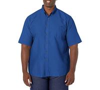 Red Kap Men's Poplin Dress Shirt, Stain and Wrinkle Resistant, Short Sleeve, Royal Blue, XL